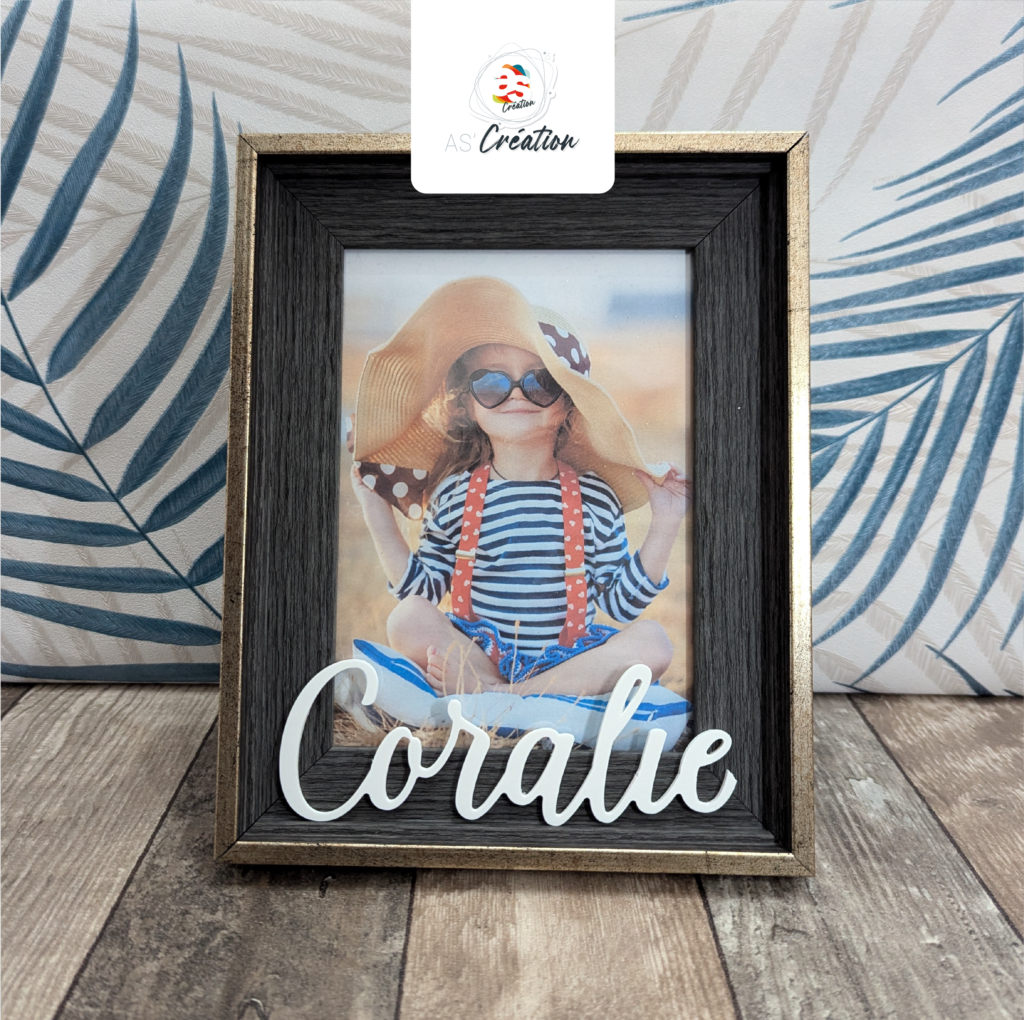 Cadre photo avec prénom · <span style="color: #7695a2;">Vintage</span>
