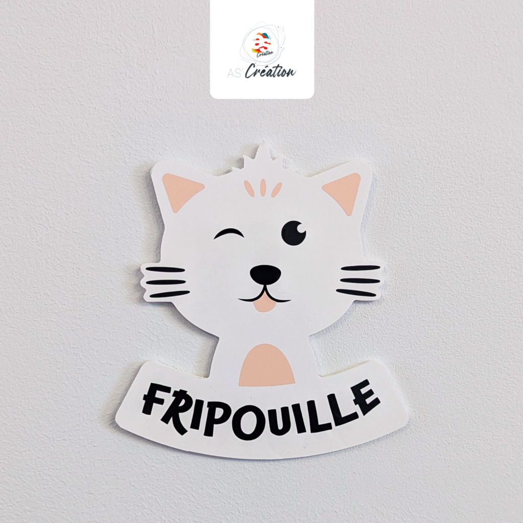 Plaque de porte · <span style="color: #7695a2;">Chat</span>