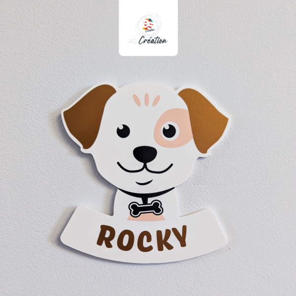 Plaque de porte · <span style="color: #7695a2;">Chien</span>