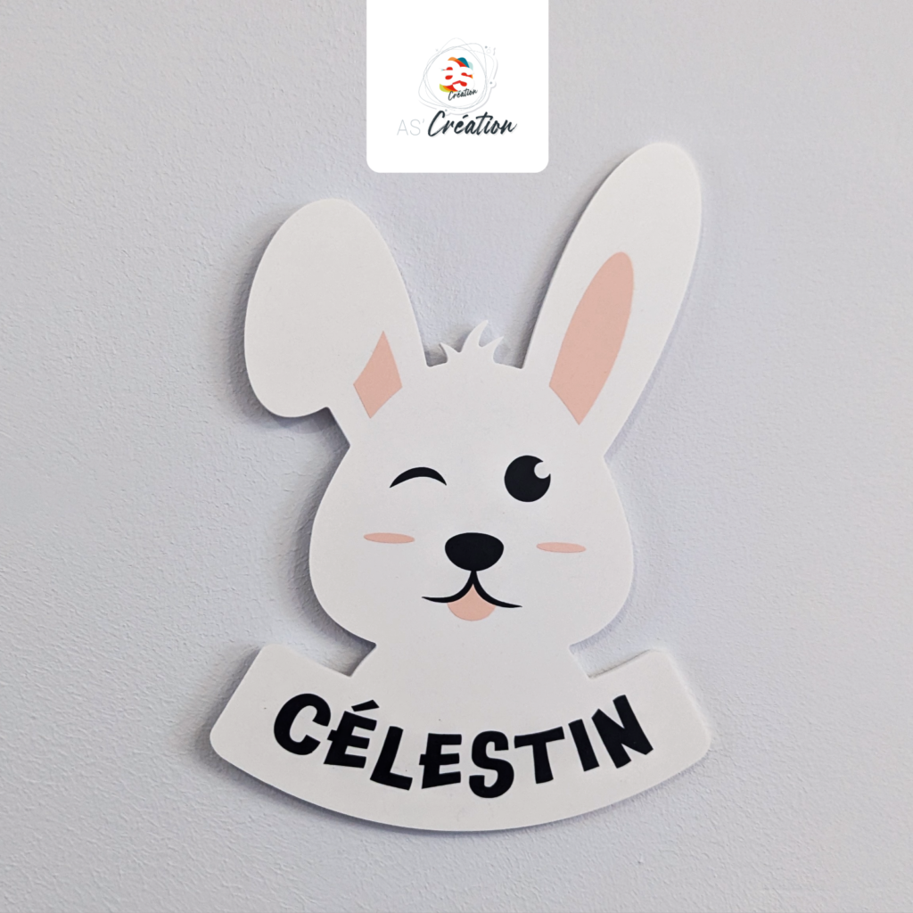 Plaque de porte · <span style="color: #7695a2;">Lapin</span>