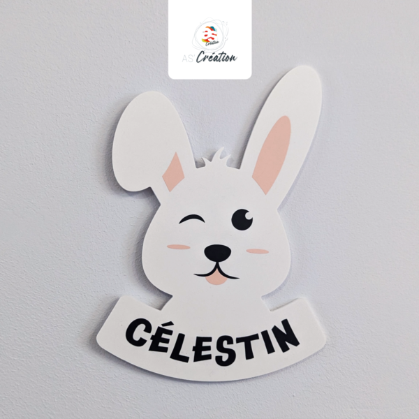 Plaque de porte · <span style="color: #7695a2;">Lapin</span>