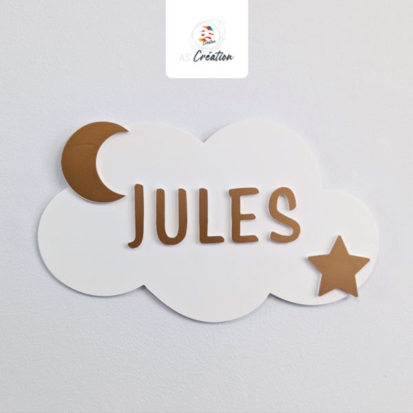 Plaque de porte · <span style="color: #7695a2;">Gros Nuage</span>