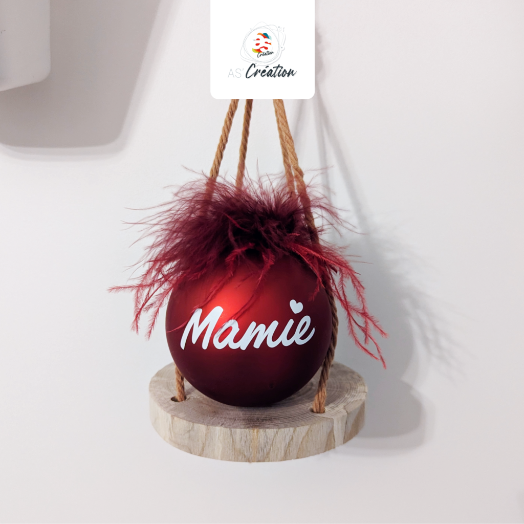 Boule de Noël · <span style="color: #7695a2;">Plume rouge</span>